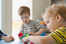 child playing with blocks