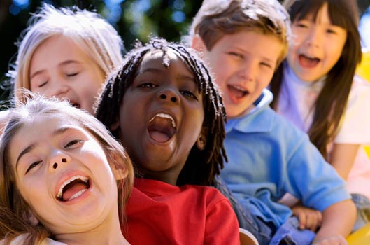 Kids cheering together