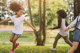 kids playing in field